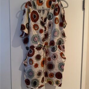 Trinity Orange White Dress with Short Flutter Sleeves